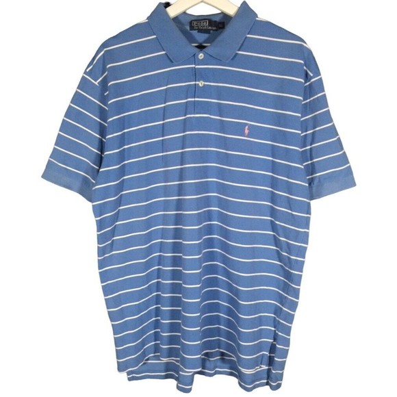 Polo by Ralph Lauren Men's XL Vintage Preppy Small Pony Striped Polo Shirt - Picture 1 of 8